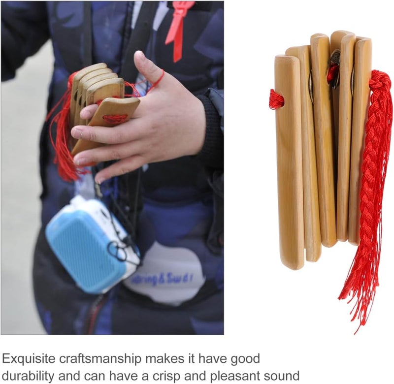 NULYLU 1Pair Allegro Bamboo Castanets Pair Traditional Kuaiban Percussion Instrument for Adults Wooden Musical Instrument Accessories with Loud Clear Sound Smooth Surface for Performances - Image 3